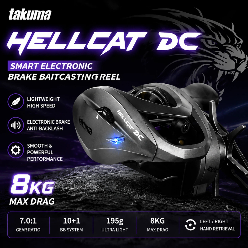 Electric Fishing Reel - Kołowrotek castingowy HELLCAT DC, maksymalna siła